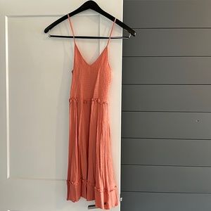 Roxy Beach Hangs Peach Smocked Swing Dress